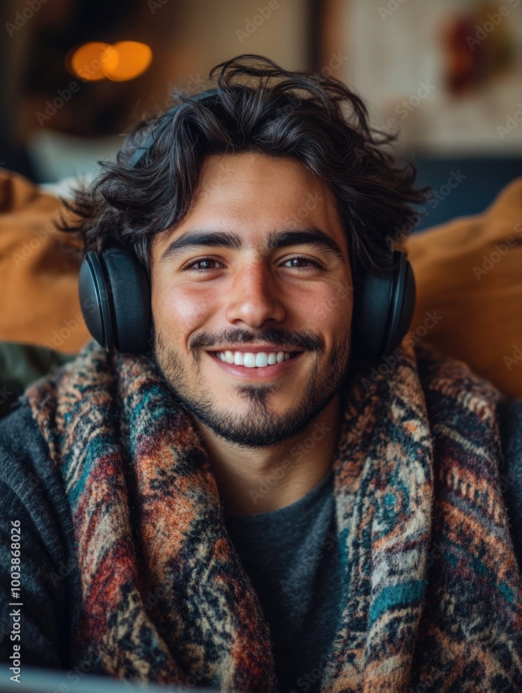 Man with Headphones and Smile Man with Headphones and Smile