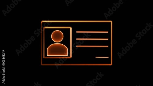 Glowing neon line Identification card volunteer icon isolated . personal data files or id cards concept.