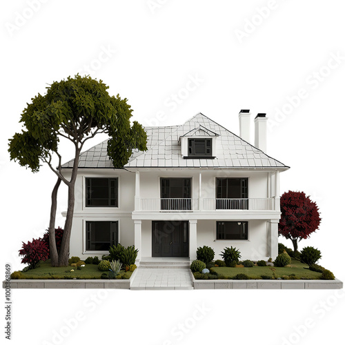 house on a hill  with transparent background PNG and JPEG image	 photo