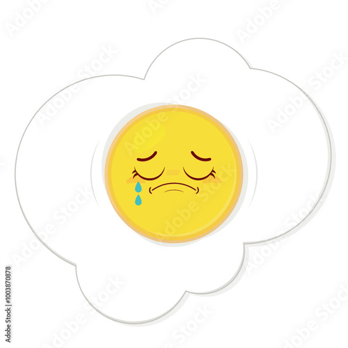 fried egg crying face cartoon cute