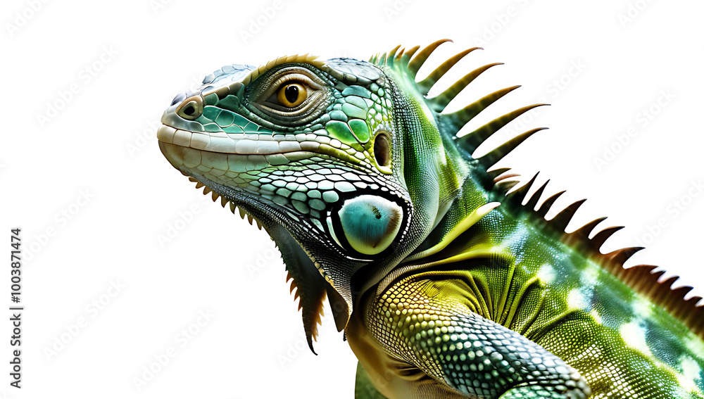 Fototapeta premium iguana watercolor rendering white backdrop artistic portrayal nature wonder