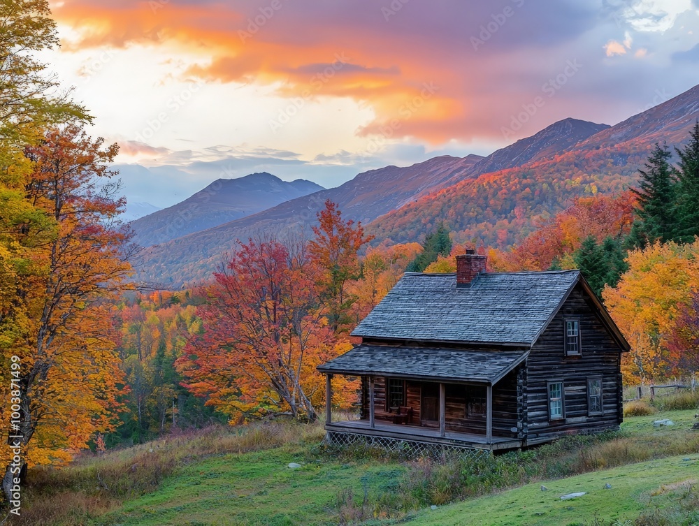 Cozy Wooden Cabin in Majestic Autumn Valley Cozy Wooden Cabin in Majestic Autumn Valley
