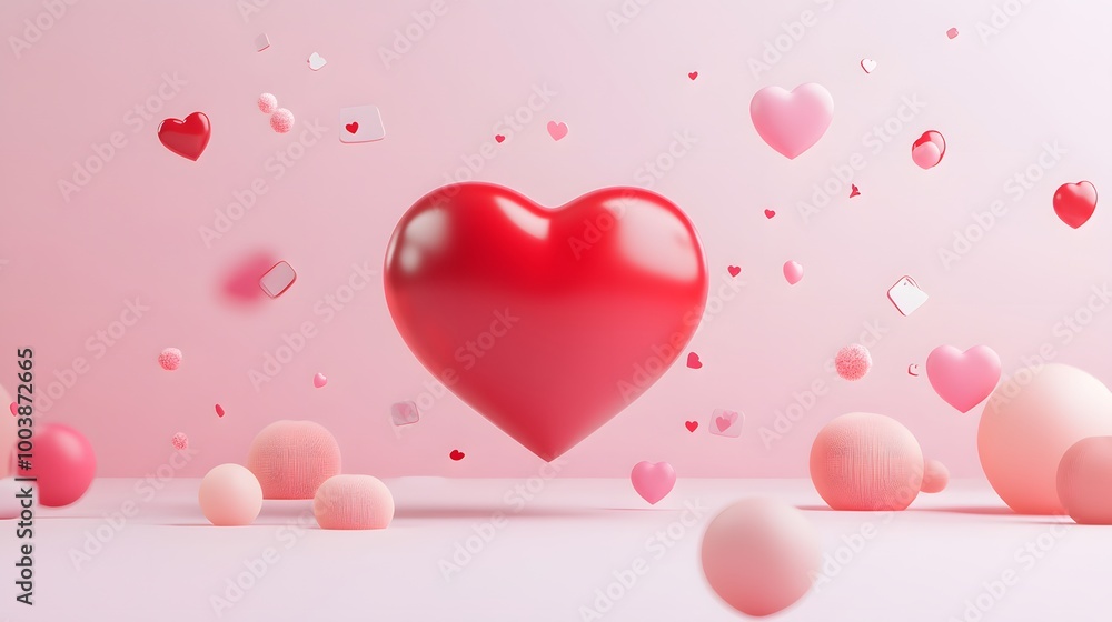 3d Red heart on pink background. heart icon, like and love 3d render illustration. 3d Red heart on pink background. heart icon, like and love 3d render illustration.