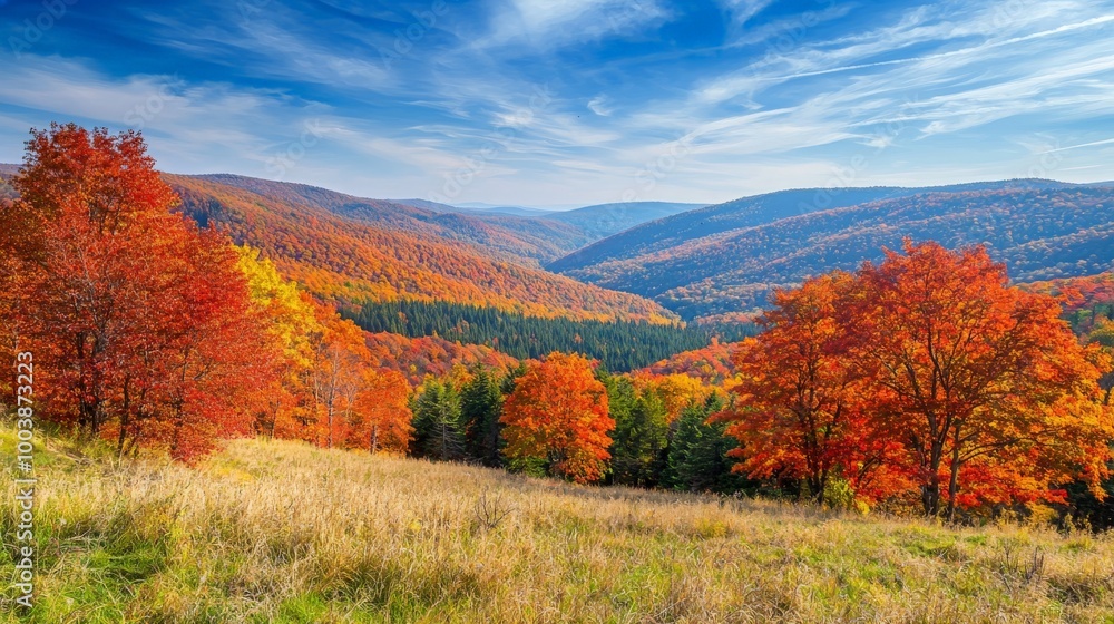Beautiful Autumn Landscape with Colorful Trees Beautiful Autumn Landscape with Colorful Trees