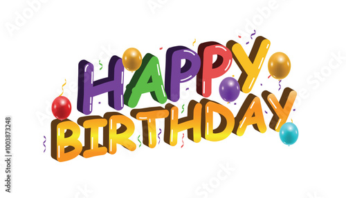 3D text Happy Birthday Banner Background. vector illustration	