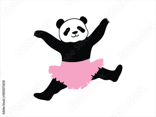 Panda Ballet Dancer in Pink Tutu - Breast Cancer Awareness Design.