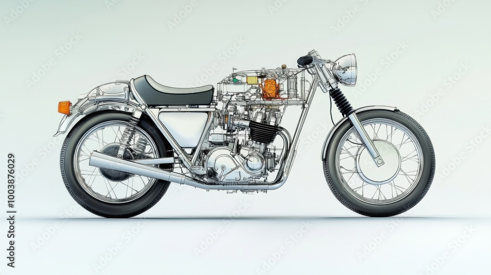 Fototapeta premium Detailed Motorcycle Blueprint Illustration Design