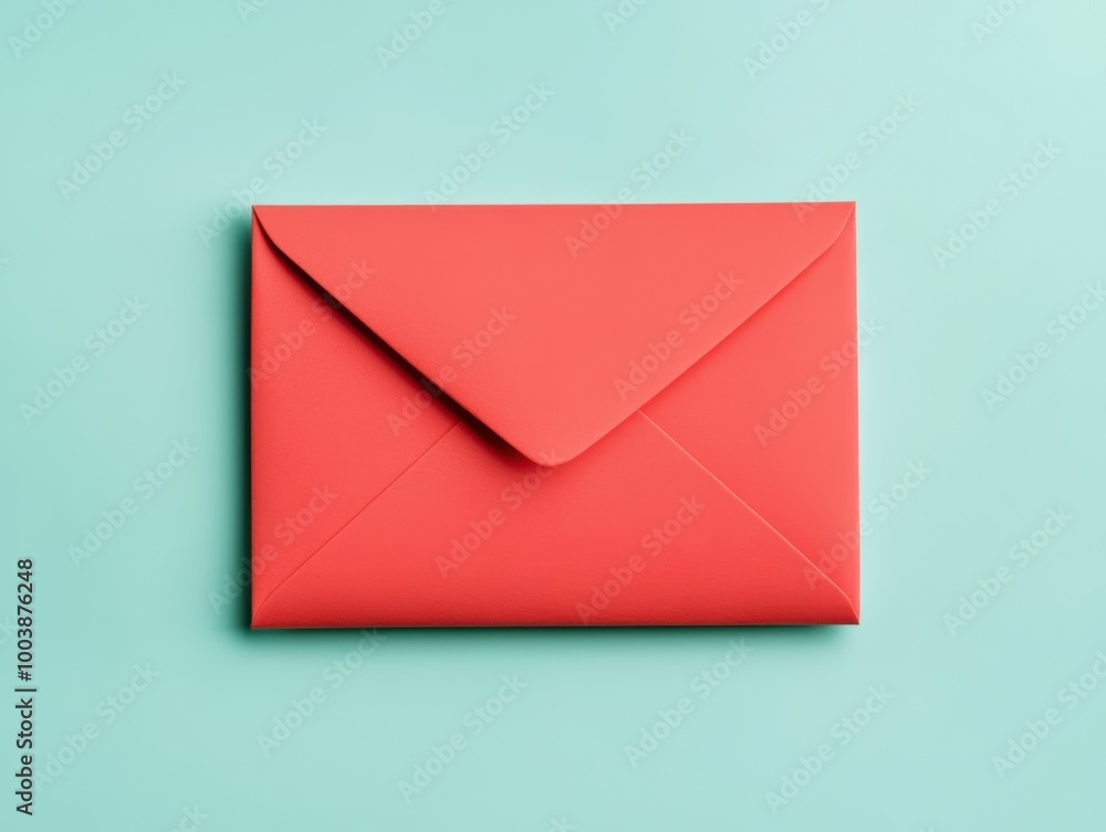 Red envelope on a turquoise background creating a vibrant, modern look for various design projects. Red envelope on a turquoise background creating a vibrant, modern look for various design projects.