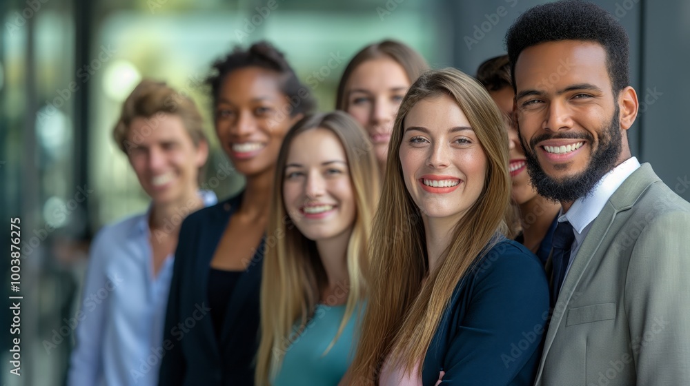 Obraz premium group of young business people with different ethnicity work together as a team