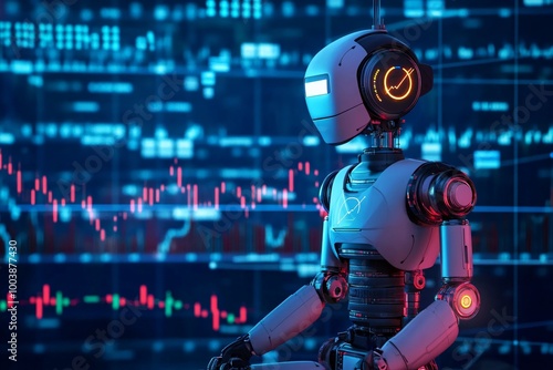 AI Robot Analyzing Stock Market Data