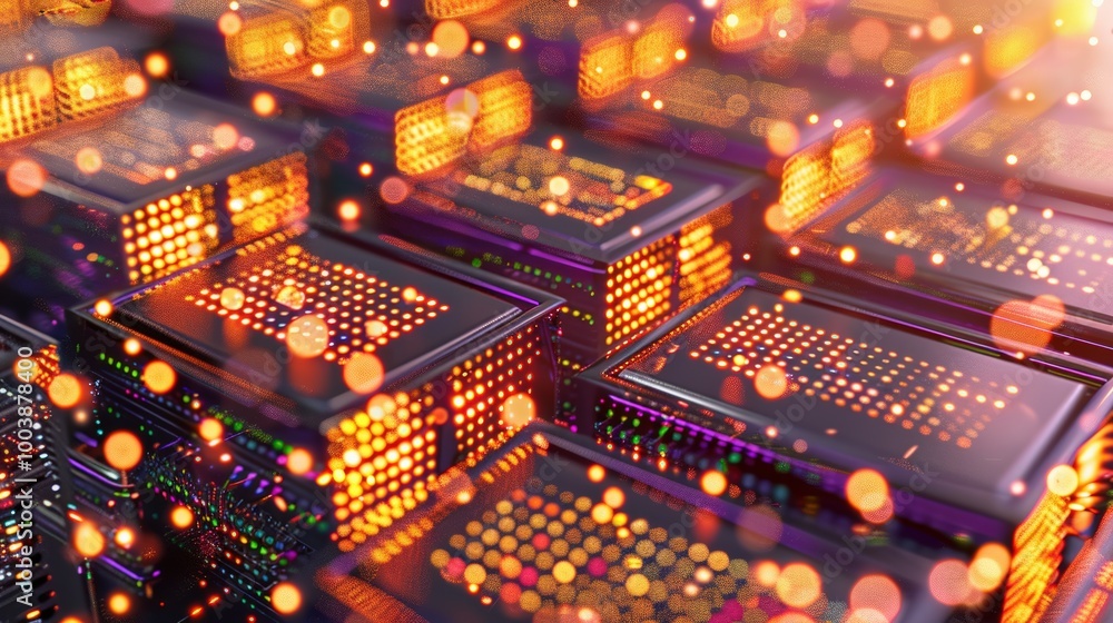 High Fidelity Data Center with Glowing Lights High Fidelity Data Center with Glowing Lights