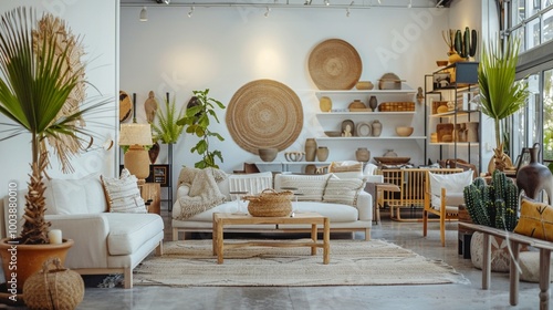 Home decor boutique front display Sale on chic furniture and decor items