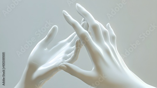 Mannequin hands set, isolated female hand white sculptures elegant gestures isolated 3d rendering concept.