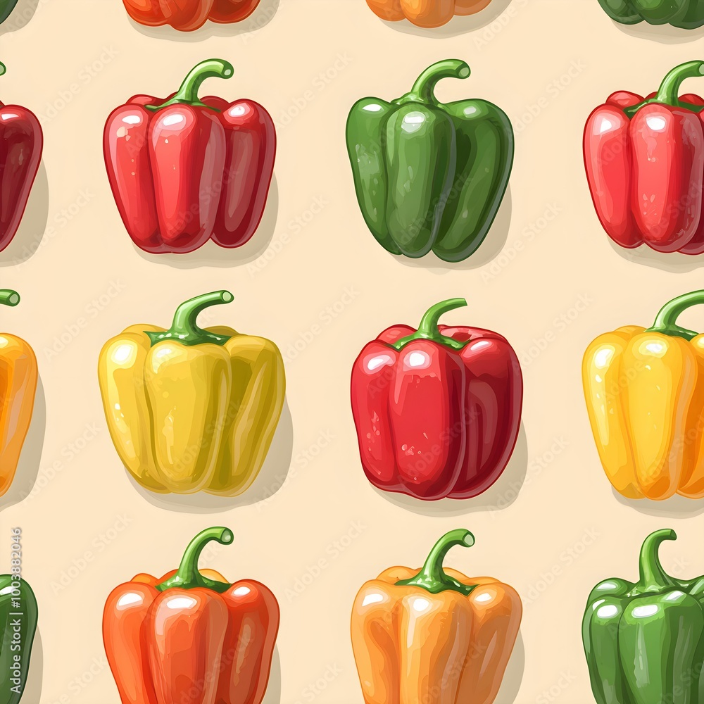 Colorful Bell Peppers seamless pattern on luxury background for fabric, curtain, wallpaper Colorful Bell Peppers seamless pattern on luxury background for fabric, curtain, wallpaper