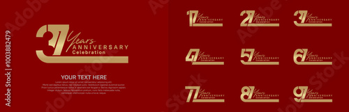 Anniversary logo set vector design, golden color for celebration event photo