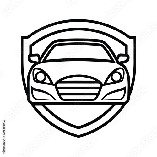 This Car Shield Emblem Line Art Logo features a sleek silhouette vector design, perfect for hobbies and customization. Ideal for automotive enthusiasts, it's a stylish addition to any project or brand