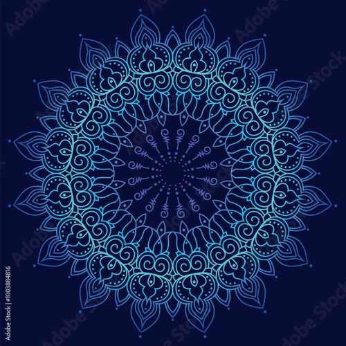 Colorful mandala ornament. Blue colors