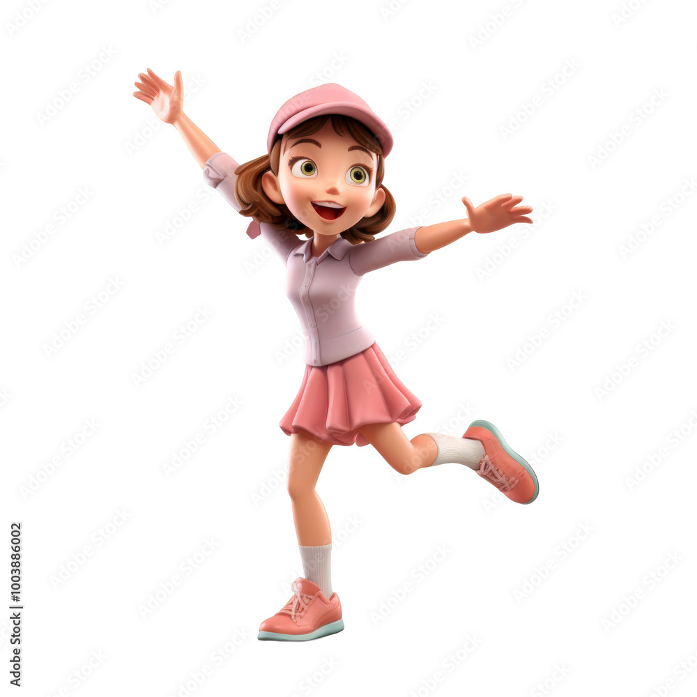 A vibrant PNG file of a 3D animation character depicting a young woman in sports attire, smiling, set against a clear background that highlights her energetic and active personality. A vibrant PNG file of a 3D animation character depicting a young woman in sports attire, smiling, set against a clear background that highlights her energetic and active personality.