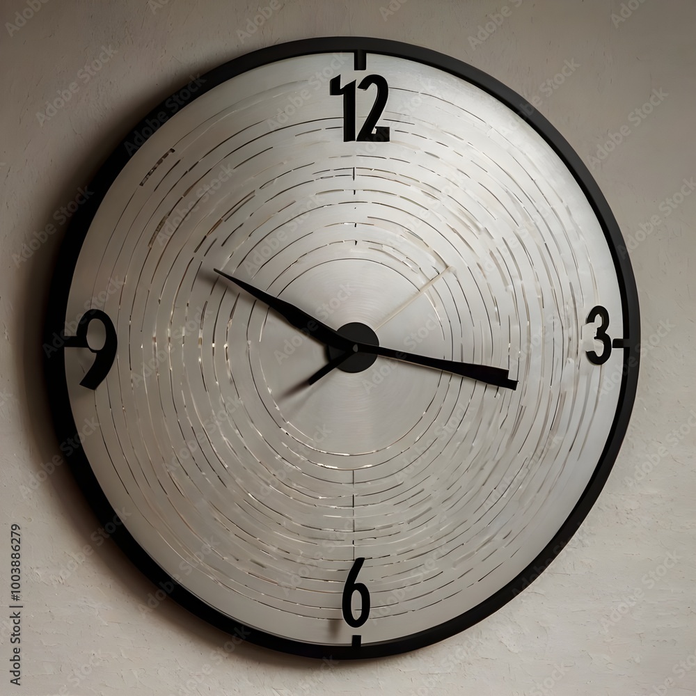Clock Without Direction A minimalist wall clock with no numbers or hands, just thin, concentric ...