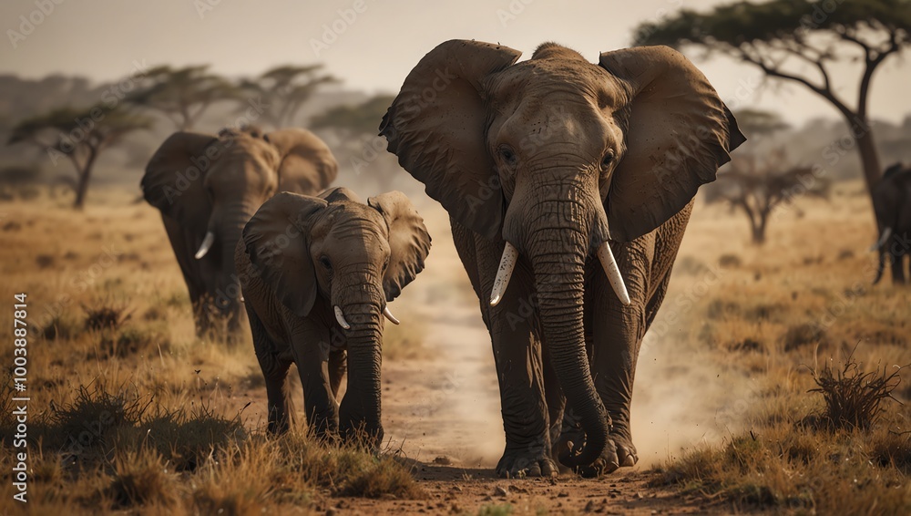 Fototapeta premium elephants in the savannah