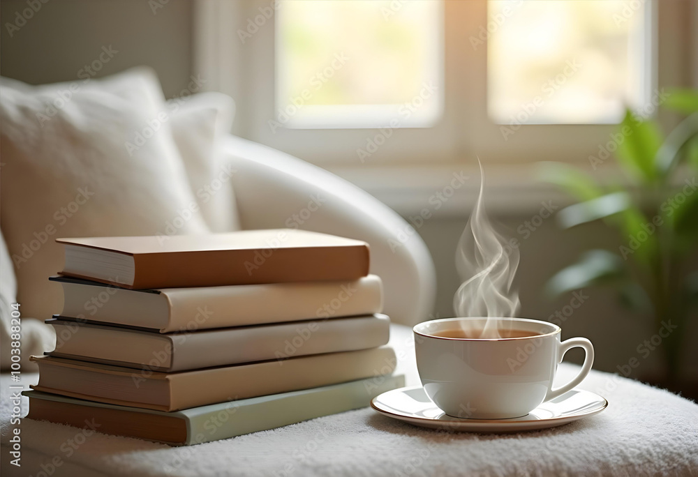 Cozy Reading Nook Wellness Corner Cup of Coffee or Tea for Breakfast Cozy Reading Nook Wellness Corner Cup of Coffee or Tea for Breakfast