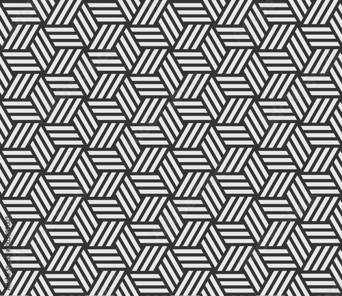 Seamless pattern with black white striped lines. Optical illusion effect. Vector illusive background, texture. Futuristic element, technologic design.