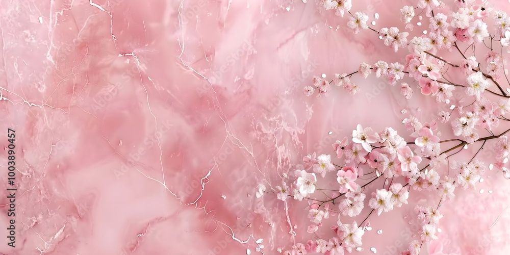 Fototapeta premium A pink background with white flowers 