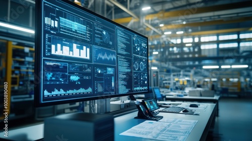 Wallpaper Mural Modern Industrial Control Room with Data Visualization Torontodigital.ca