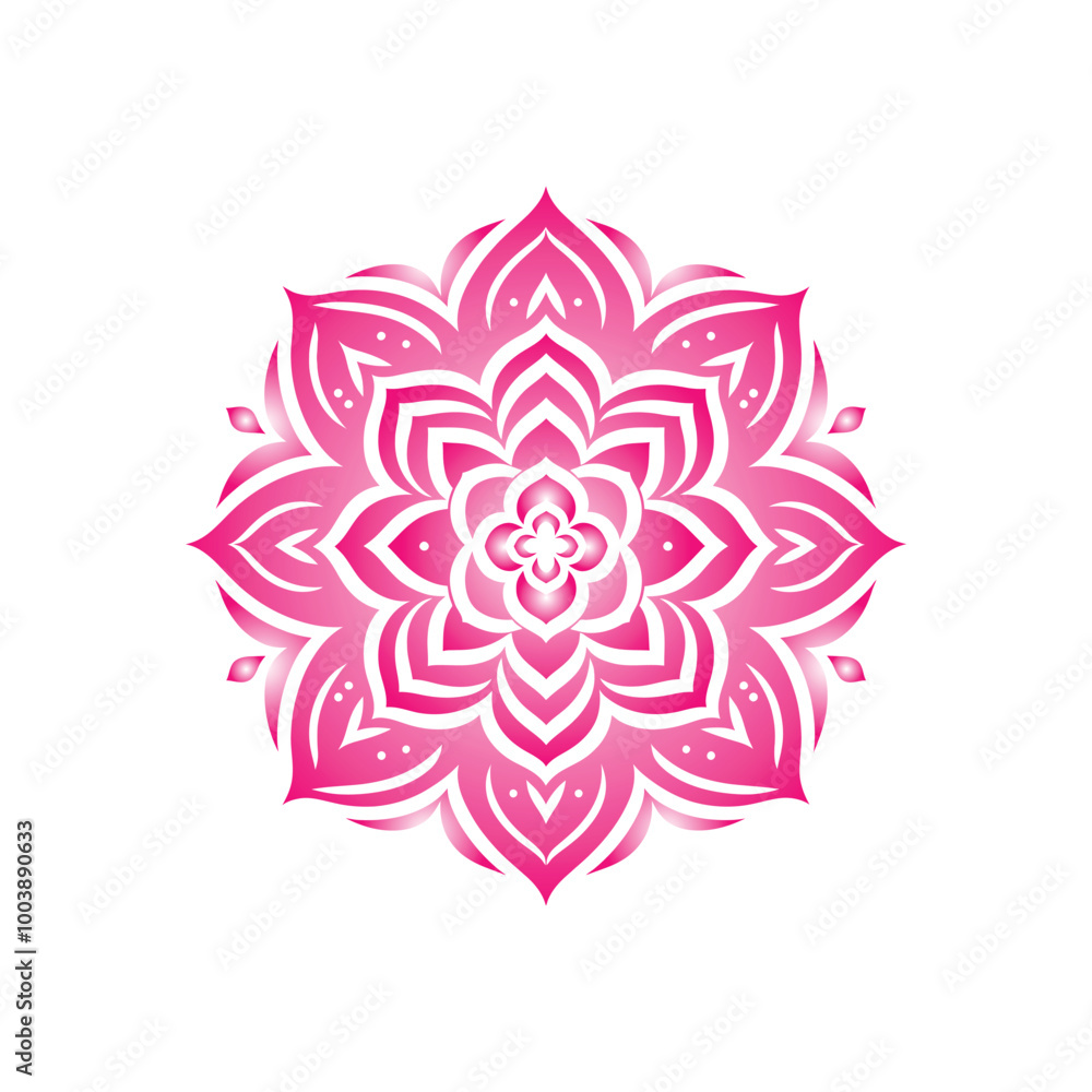 Naklejka premium Elegant and Intricate Pink Mandala Flower Pattern for Meditation Yoga Art Projects and Wall Decor