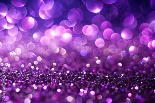 Low angle view of purple abstract background with shiny shapes