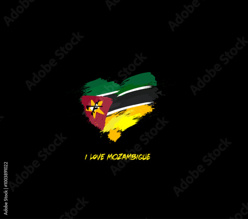 Mozambique grunge flag heart for your design photo