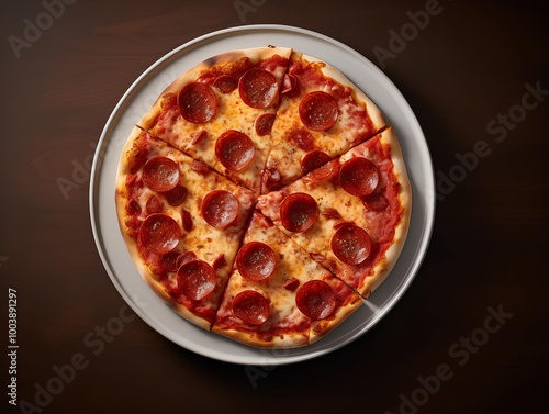 A pizza with pepperoni and onions on top