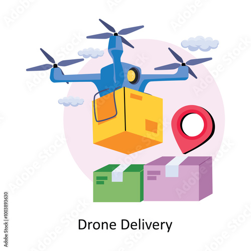 Drone Delivery Concepts Style illustrations. EPS 10 File
