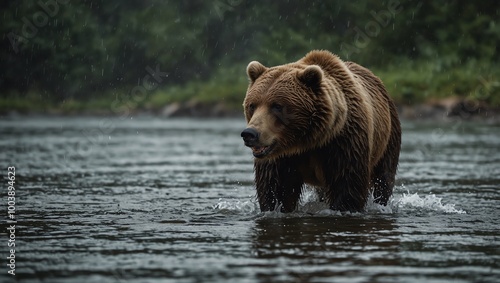 brown bear in water