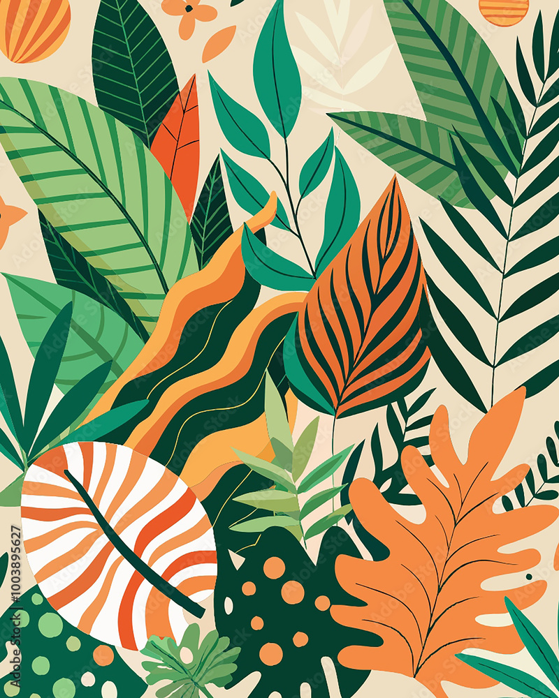 Fototapeta premium colorful nature-inspired pattern design high resolution, white background
