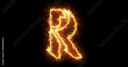Wallpaper Mural 4K fire R alphabet with moving neon outline on black background. R alphabet on black background for an online shop, blog, web, cafe, and hotel. Technology video material animation. Easy to use. Torontodigital.ca