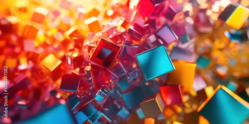 colorful abstract background with many colored cubes