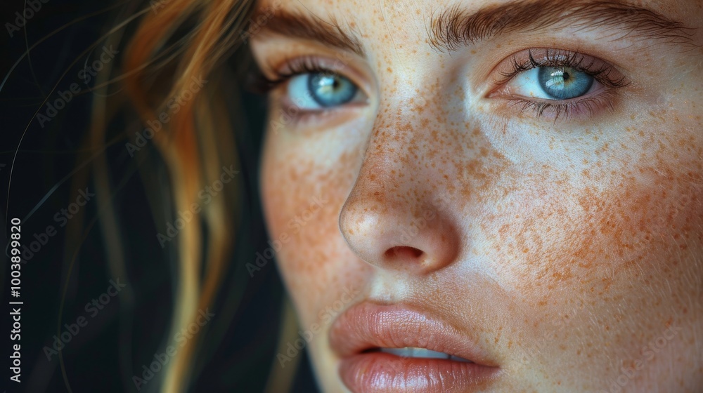close up portrait of a woman with freckles close up portrait of a woman with freckles