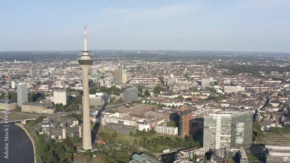 Aerial view cityscape of Dusseldorf with the TV tower, Germany Aerial view cityscape of Dusseldorf with the TV tower, Germany