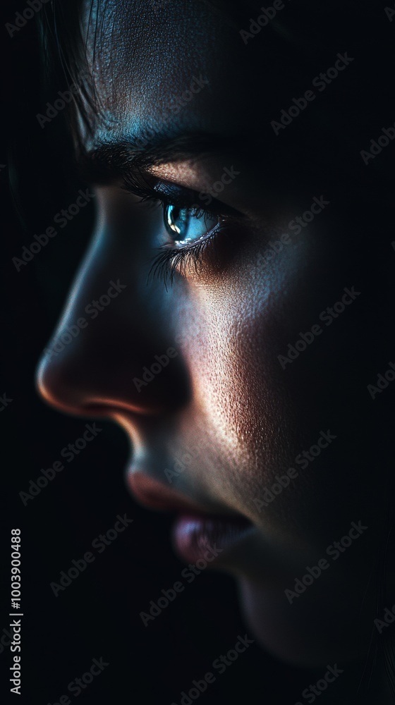 Close-up profile of a woman's Close-up profile of a woman's