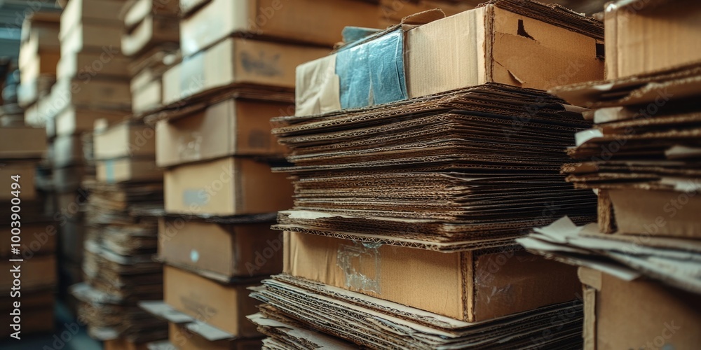 Fototapeta premium Warehouse Storage: Cardboard Boxes and Packaging Materials