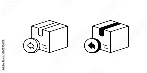 return policy set icon with white background vector stock illustration