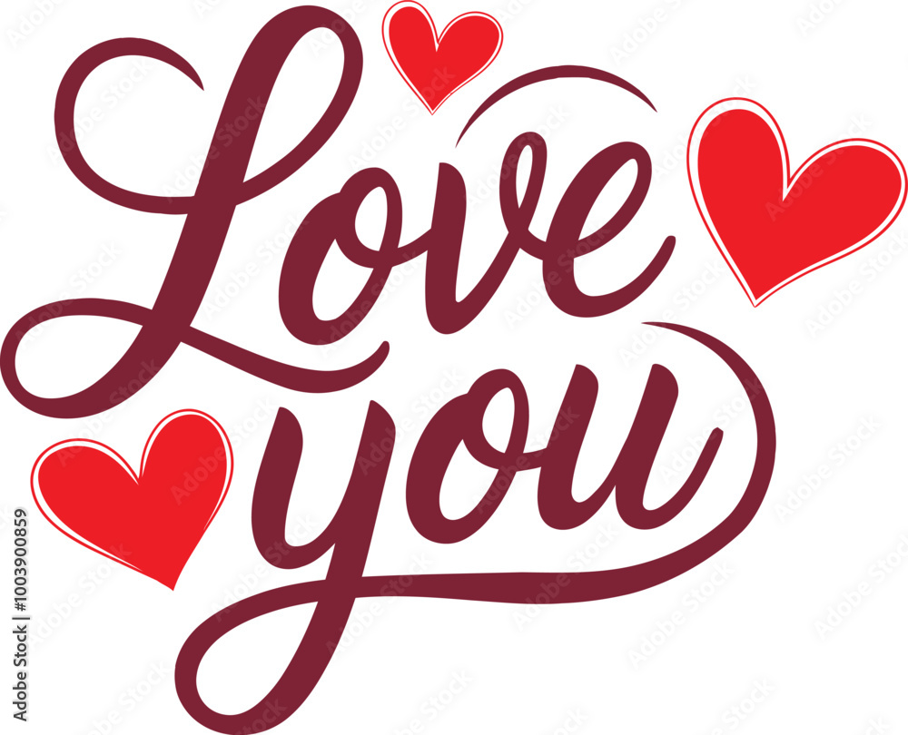Decorative Love you typography with white background. Decorative Love you typography with white background.