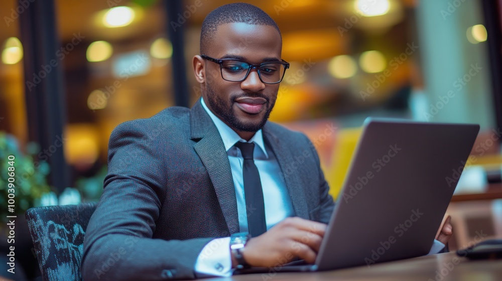 Handsome businessman working on a laptop Handsome businessman working on a laptop