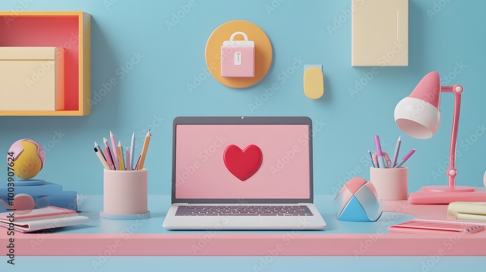 Concept of e-learning, online education at home. 3d realistic vector illustration. Concept of e-learning, online education at home. 3d realistic vector illustration.