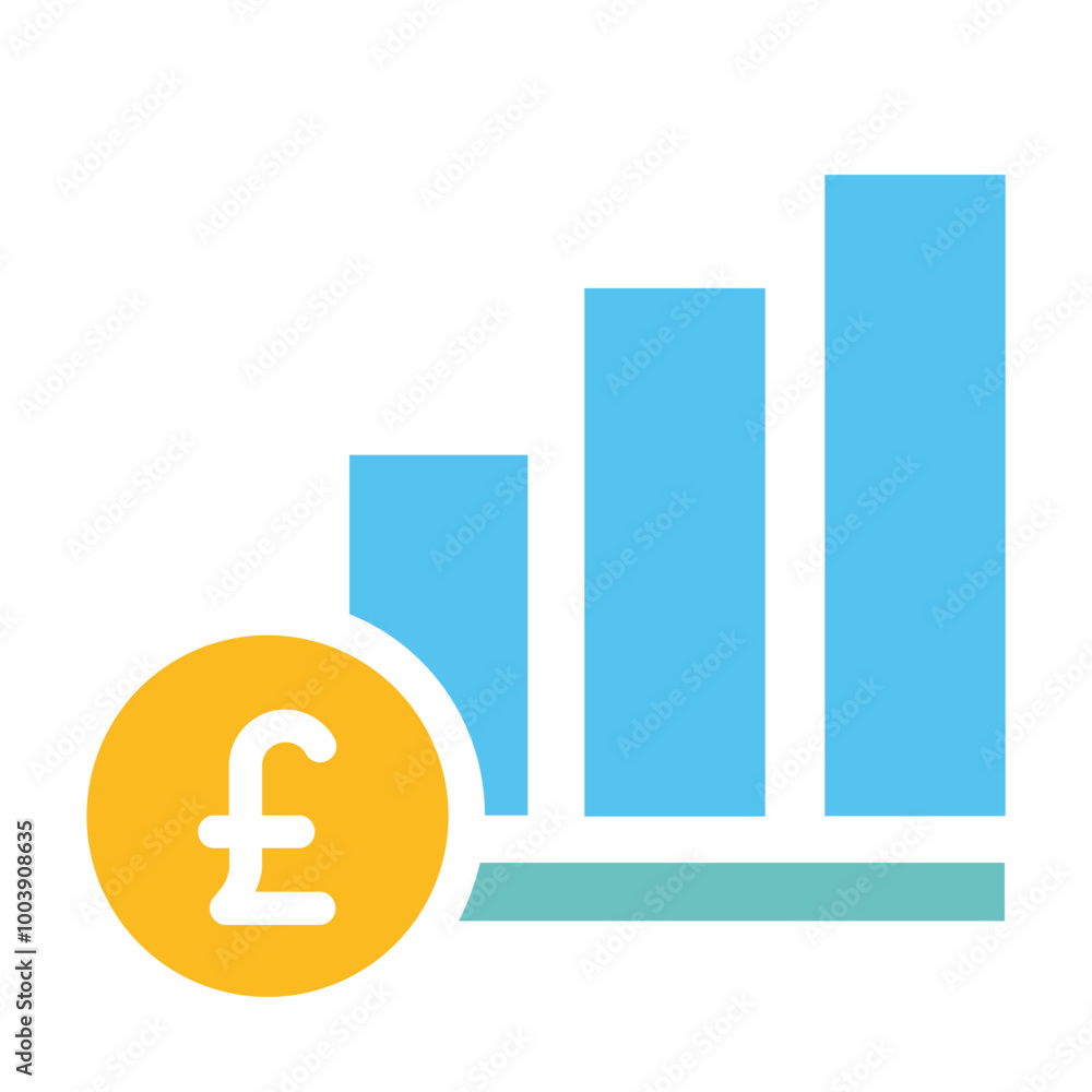 Positive pound value trend icon Positive pound value trend icon