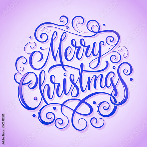 Illustration lettering with curls: "Merry Christmas."