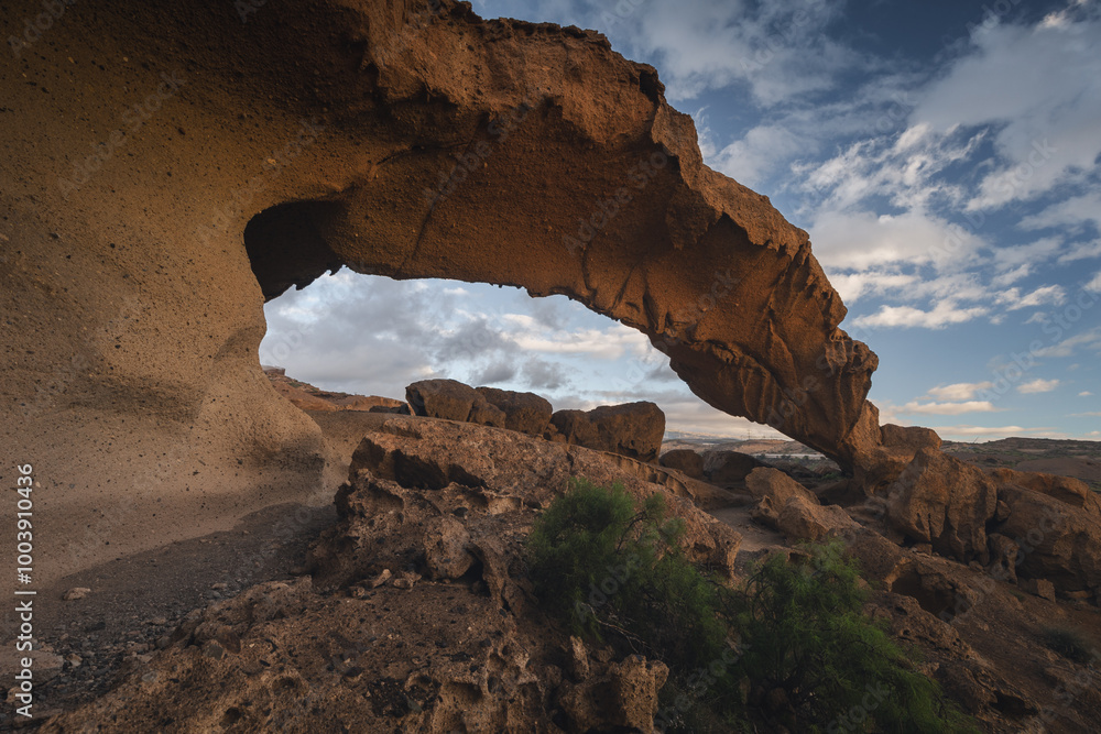 Arco de Tajao in Tenerife captured in sunny day. Canary Islands.