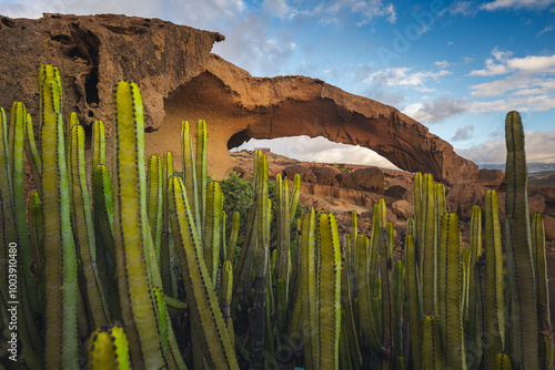 Arco de Tajao in Tenerife captured in sunny day. Canary Islands.