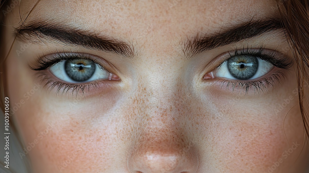 Close Up Portrait of Blue Eyes with Freckles Close Up Portrait of Blue Eyes with Freckles